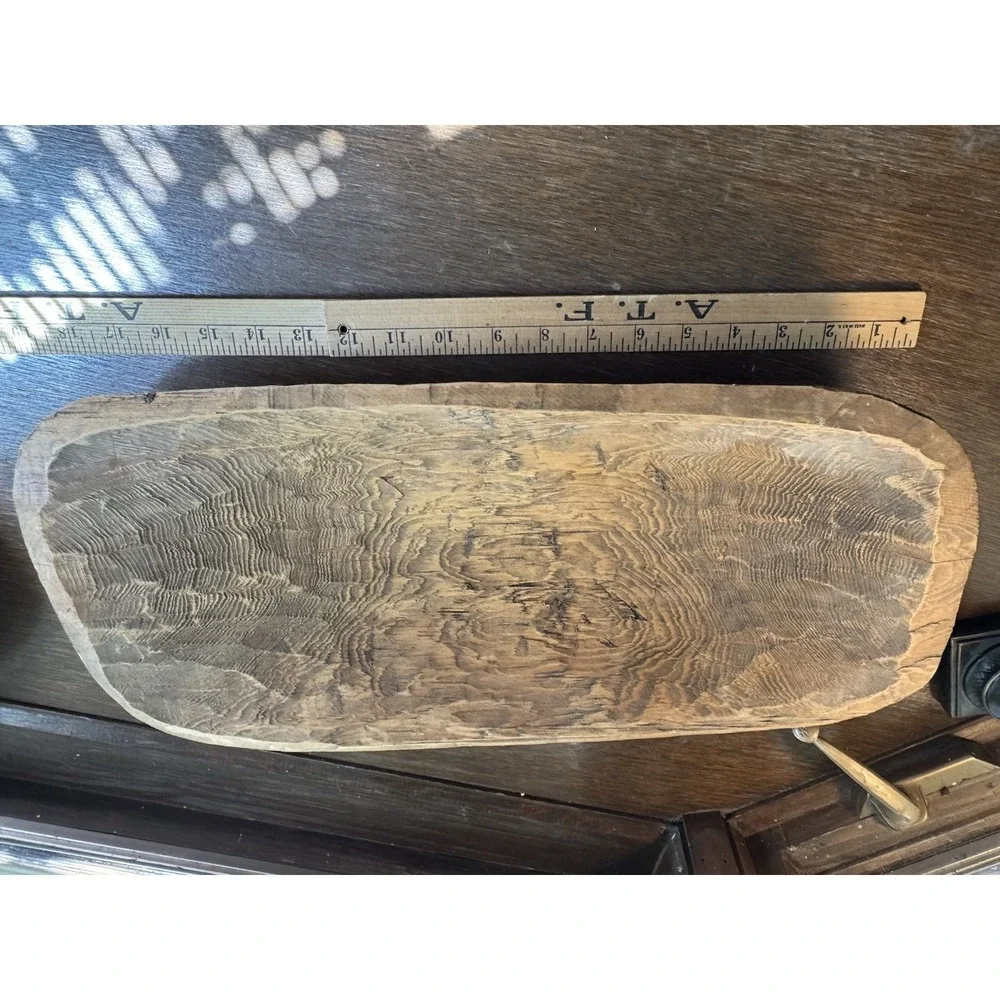 Carved Wooden Dough Bowl Primitive Wood Trencher Tray Rustic Home Decor 18